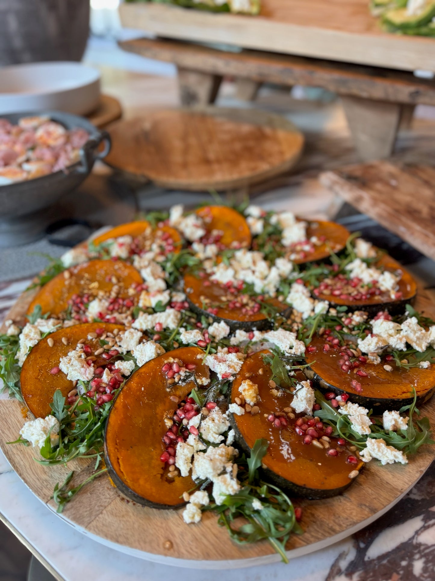 Miso Roast Pumpkin w Feta, and Pomegranate
