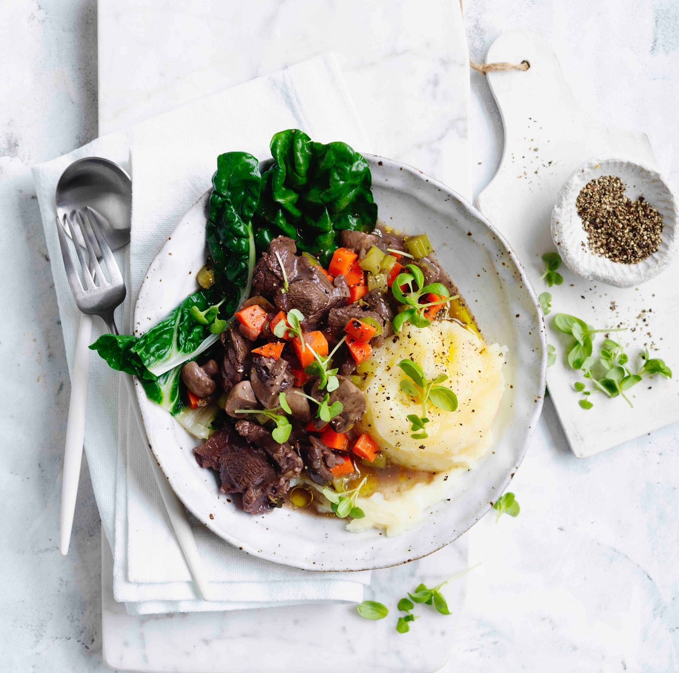 Beef Bourginone, Creamy Mashed Potato